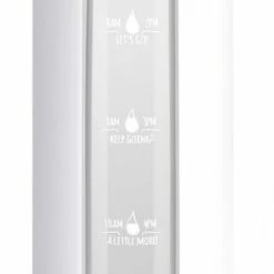 Merkloos Drinkfles Met Tijdmarkering - Waterfles - 1 Liter - Duurzaam - Motivatie - Volwassenen - Wit
