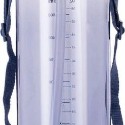 Diller Waterfles Met Rietje - 2 Liter - Grote Waterfles - Bottle - Motivatie Waterfles Met Tijdmarkeringen - Sportfles - Blauw Transparant