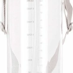 Diller Waterfles Met Rietje - 2 Liter - Grote Waterfles - Bottle - Motivatie Waterfles Met Tijdmarkeringen - Sportfles - Wit Transparant