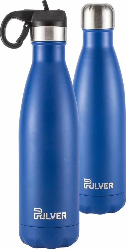 Pulver - Luxe RVS Thermosfles / Drinkfles – BPA Vrij – 500 Ml - Waterfles Met Rietje – Drinkfles – Dubbele Isolatie - Blauw 3 Pulver - Luxe RVS Thermosfles / Drinkfles – BPA Vrij – 500 Ml - Waterfles Met Rietje – Drinkfles – Dubbele Isolatie - Blauw
