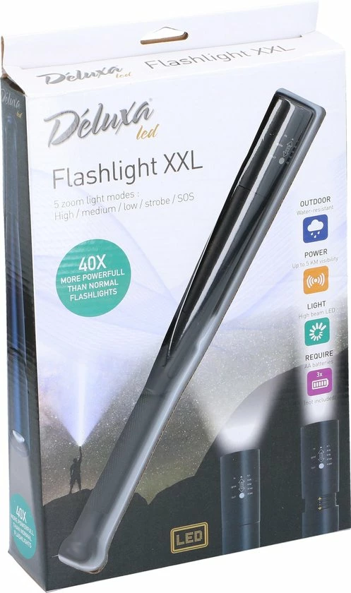 Deluxa Militaire LED Zaklamp XXL - 30 Cm - 40x Krachtiger 7 Deluxa Militaire LED Zaklamp XXL - 30 Cm - 40x Krachtiger - Afbeelding 5