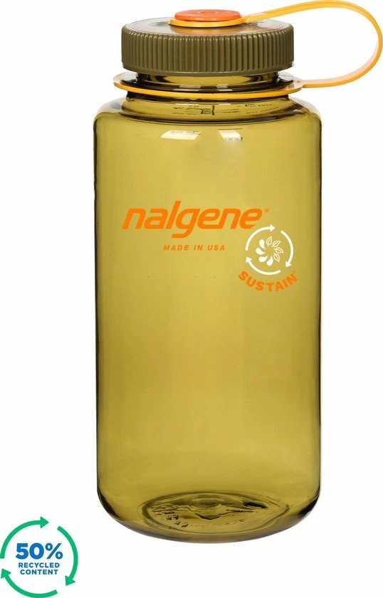 Nalgene Sustain Wide Mouth 1000ml - Drinkfles - Olive Sustain 3 Nalgene Sustain Wide Mouth 1000ml - Drinkfles - Olive Sustain