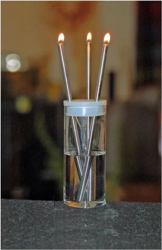 Duo Design Olielampje Van RVS Staafjes Flicker 3 Duo Design Olielampje Van RVS Staafjes Flicker - Afbeelding 2