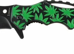 Merkloos X-Treme Karambit RVS Inklapbaar Zakmes Afbeelding Wietplaatjes Wietplant Wietblad Mes Canabis Plant