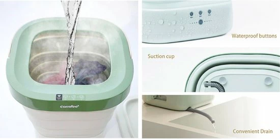 Comfee C&M - Draagbare Mini Wasmachine – Compact Wassen- 0.8 KG - Schone Kleding & Ondergoed – Inclusief Afvoer - Groen 4 Comfee C&M - Draagbare Mini Wasmachine – Compact Wassen- 0.8 KG - Schone Kleding & Ondergoed – Inclusief Afvoer - Groen - Afbeelding 2