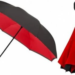 Merkloos Impliva RU-6 Inside Out Windproof Paraplu - Dubbeldoeks - Ø 107 Cm - Zwart/Rood -Flamecan winkel 550x343 2
