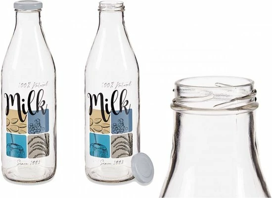 Merkloos Glazen Melkfles – Melkflesjes – Melkkan – Drinkfles – Glas – Met Deksel/Draaidop – 1 Liter – 1L 3 Merkloos Glazen Melkfles – Melkflesjes – Melkkan – Drinkfles – Glas – Met Deksel/Draaidop – 1 Liter – 1L