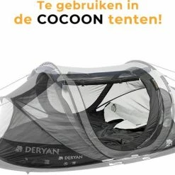 Deryan Luxe Pop-up Reisklamboe - Lichtgewicht 2 Persoons Klamboe – Geimpregneerd - Slaapcompartiment Voor Tent - Binnentent -Flamecan winkel 550x409