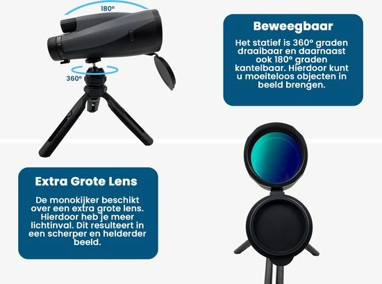 Starmars Monokijker - Verrekijker – Monoculair Met Statief – 60 MM Lens - 12 X Zoom 6 Starmars Monokijker - Verrekijker – Monoculair Met Statief – 60 MM Lens - 12 X Zoom - Afbeelding 4