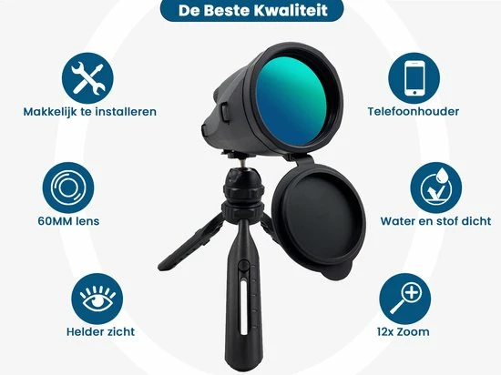 Starmars Monokijker - Verrekijker – Monoculair Met Statief – 60 MM Lens - 12 X Zoom 4 Starmars Monokijker - Verrekijker – Monoculair Met Statief – 60 MM Lens - 12 X Zoom - Afbeelding 2