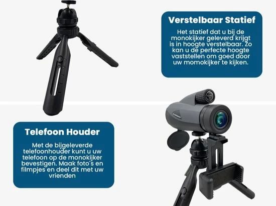 Starmars Monokijker - Verrekijker – Monoculair Met Statief – 60 MM Lens - 12 X Zoom 5 Starmars Monokijker - Verrekijker – Monoculair Met Statief – 60 MM Lens - 12 X Zoom - Afbeelding 3