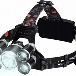 Merkloos Hoofdlamp - Maxozo Hofdy - Oplaadbaar - 5 Koplampen - 500 Meter Bereik - 18000 Lumen - Verstelbaar - Ultrakrachtige Militaire Hoofdlamp