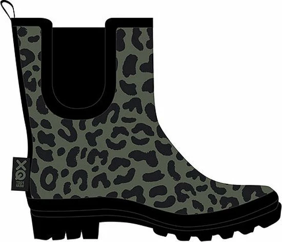 XQ Footwear - Regenlaarzen - Rubber Laarzen - Dames - Festival - Panterprint - Laag Model - Rubber - Groen - Zwart - Maat 41 3 XQ Footwear - Regenlaarzen - Rubber Laarzen - Dames - Festival - Panterprint - Laag Model - Rubber - Groen - Zwart - Maat 41