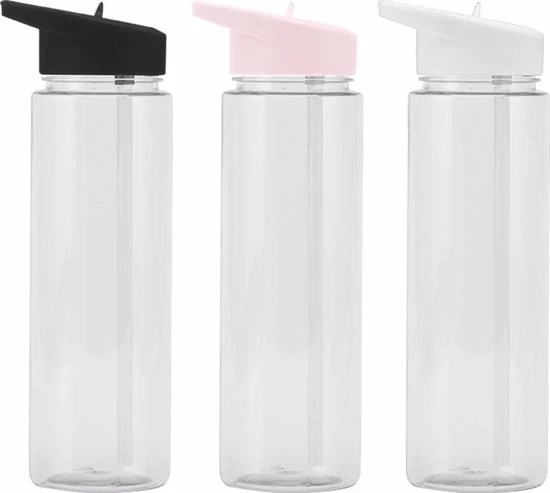 Merkloos Waterfles Met Rietje - 700ML - Drinkfles - Transparant- Roze 4 Merkloos Waterfles Met Rietje - 700ML - Drinkfles - Transparant- Roze - Afbeelding 2