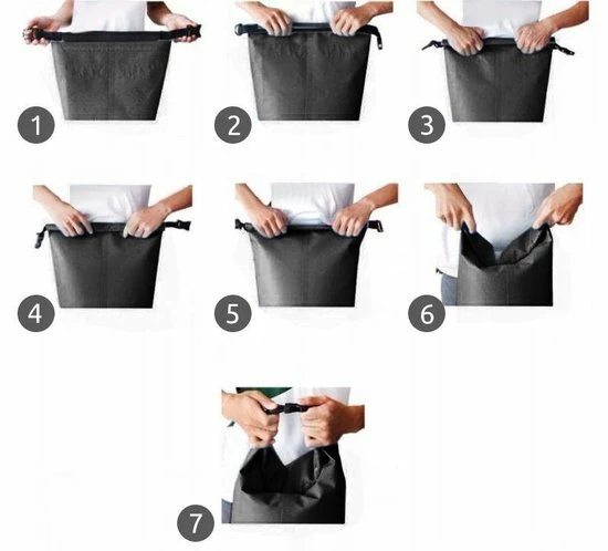 AA Commerce Waterproof Dry Bag Sack - Waterdichte Zak Tas - Reistas Schoudertas Survival Outdoor Rugzak - 10L Zwart 9 AA Commerce Waterproof Dry Bag Sack - Waterdichte Zak Tas - Reistas Schoudertas Survival Outdoor Rugzak - 10L Zwart - Afbeelding 7