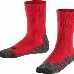 FALKE TK2 Wandelsokken Warm Winter Zacht Thermisch Ademend Anti-blaar Antizweet Zonder Motief Met Elastische Boord Merinowol Rood Unisex Sportsokken - Maat 35-38