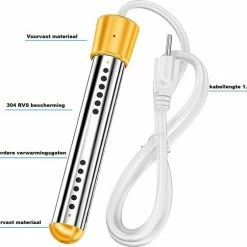 Mijnkampeerwinkel Dompelaar 2000W Incl. Thermometer & Staalspons - Reisdompelaar - Emmerdompelaar - Waterkoker - Camping - Kamperen - Outdoor -Flamecan winkel 550x504