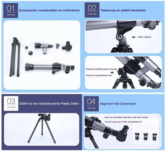 SmartImprove Kindertelescoop (20X-30X-40X) - Verstelbare Wetenschappelijke Astronomische Telescoop Voor Kinderen Voor Beginners Astronomie Sterrenkijken-met Statiefoculairs Kompas Sterrenzoekerlens Kinderspeelgoedset 6 SmartImprove Kindertelescoop (20X-30X-40X) - Verstelbare Wetenschappelijke Astronomische Telescoop Voor Kinderen Voor Beginners Astronomie Sterrenkijken-met Statiefoculairs Kompas Sterrenzoekerlens Kinderspeelgoedset - Afbeelding 4