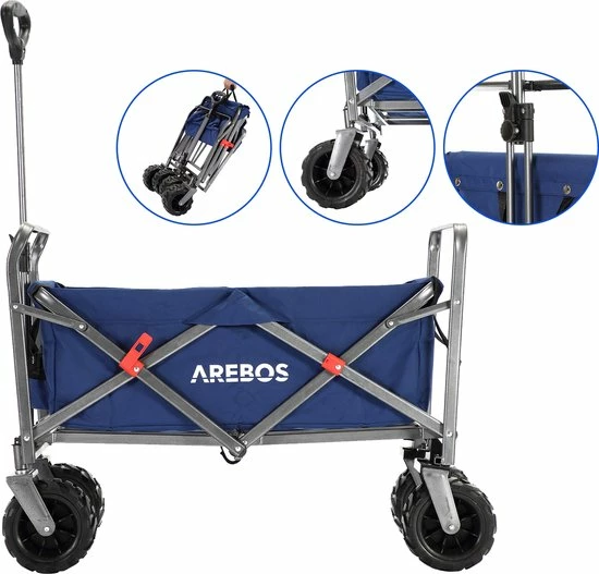 AREBOS Handkar | Transportwagen | Apparatuurwagen | Opvouwbaar | Blauw 4 AREBOS Handkar | Transportwagen | Apparatuurwagen | Opvouwbaar | Blauw - Afbeelding 2