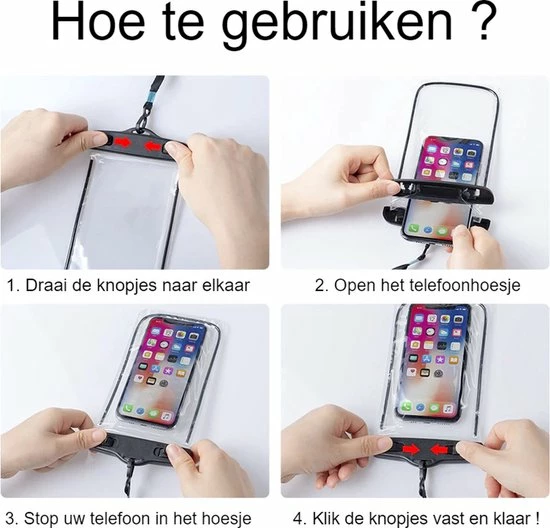 Tempshop Waterdichte Telefoonhoesjes Wit - Onderwater Hoesje Telefoon - Waterdichte Telefoonzakje – Bag – Drybag - Onderwater Hoesje Telefoon – Universeel Geschikt Voor Alle Smartphones - Waterdichte Telefoonhoesje 4 Tempshop Waterdichte Telefoonhoesjes Wit - Onderwater Hoesje Telefoon - Waterdichte Telefoonzakje – Bag – Drybag - Onderwater Hoesje Telefoon – Universeel Geschikt Voor Alle Smartphones - Waterdichte Telefoonhoesje - Afbeelding 2