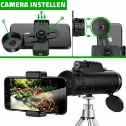 Merkloos Monokijker Verrekijker Met Afstandsbediening - Geschikt Voor Maken Van Foto's - Inclusief E-handleiding - Compacte Set Met Smartphonehouder - BaK4 - Fully Multi Coated (FMC) -Flamecan winkel 550x534 6