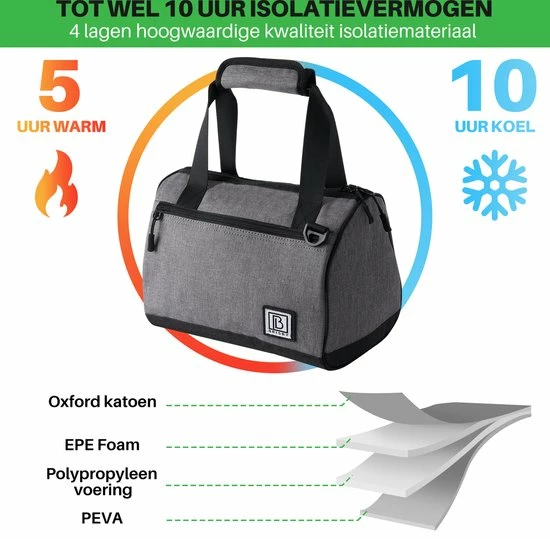 Brisby 4 Laags Geïsoleerde Koeltas - Lunchtas 10 Liter - Donkergrijs 8 Brisby 4 Laags Geïsoleerde Koeltas - Lunchtas 10 Liter - Donkergrijs - Afbeelding 6