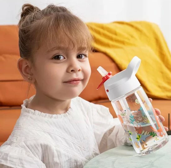 Jeko Dino Drinkfles Met Rietje - BPA-vrij - Tritan Hoge Kwaliteit 450 Ml 5 Jeko Dino Drinkfles Met Rietje - BPA-vrij - Tritan Hoge Kwaliteit 450 Ml - Afbeelding 3