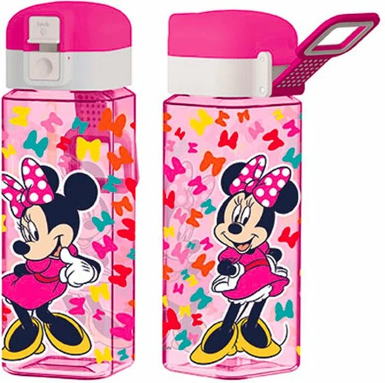 Star Minnie Mouse 3 Vak Broodtrommel + Grote Tritan Vierkante Drinkfles Met Slot 550ml 4 Star Minnie Mouse 3 Vak Broodtrommel + Grote Tritan Vierkante Drinkfles Met Slot 550ml - Afbeelding 2