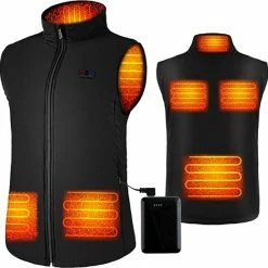 Merkloos Instelbare - Verwarmende Bodywarmer - Met 10000mAh Powerbank - 6 Warmte Zones - Wasbaar - Blijft Ongeveer 5 Tot 30 Uur Warm - Verwarmde Vest - Oplaadbare Jack - Geschikt Voor Wintersport / Buitenactiviteiten / Dagelijks Leven - Unisex - Zwart