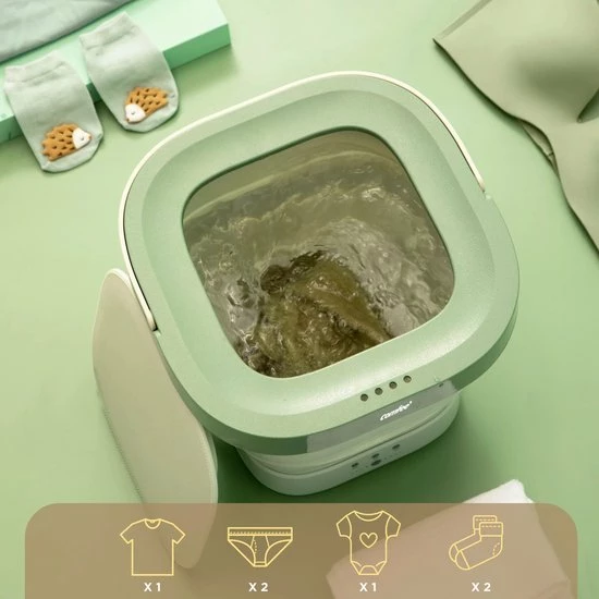 Comfee C&M - Draagbare Mini Wasmachine – Compact Wassen- 0.8 KG - Schone Kleding & Ondergoed – Inclusief Afvoer - Groen 6 Comfee C&M - Draagbare Mini Wasmachine – Compact Wassen- 0.8 KG - Schone Kleding & Ondergoed – Inclusief Afvoer - Groen - Afbeelding 4