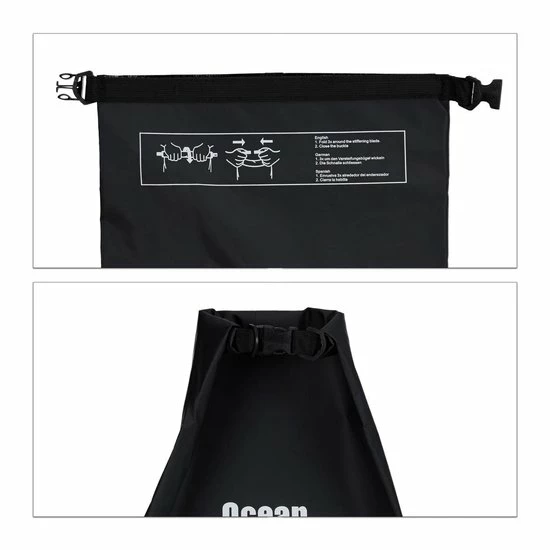 Merkloos Relaxdays Ocean Pack 30 Liter - Waterdichte Tas - Outdoor Droogtas - Dry Bag - Plunjezak - Zwart 8 Merkloos Relaxdays Ocean Pack 30 Liter - Waterdichte Tas - Outdoor Droogtas - Dry Bag - Plunjezak - Zwart - Afbeelding 6