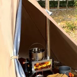 Bolture Houtkachel Vrijstaand - Houtkachels Verwarming Buiten - Tentkachel Gietijzer - Tent Kachel Camping - Kooktoestel Met Oven -Flamecan winkel 550x550 140