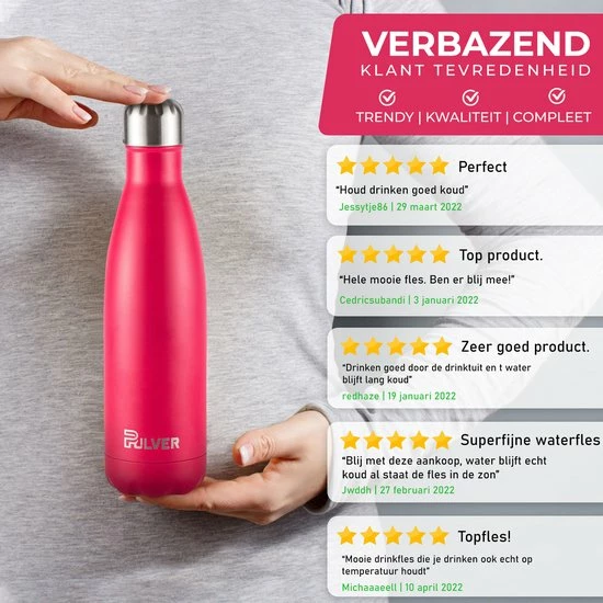 Pulver - Luxe RVS Thermosfles / Drinkfles – BPA Vrij – 500 Ml - Waterfles Met Rietje – Drinkfles – Dubbele Isolatie - Roze 5 Pulver - Luxe RVS Thermosfles / Drinkfles – BPA Vrij – 500 Ml - Waterfles Met Rietje – Drinkfles – Dubbele Isolatie - Roze - Afbeelding 3