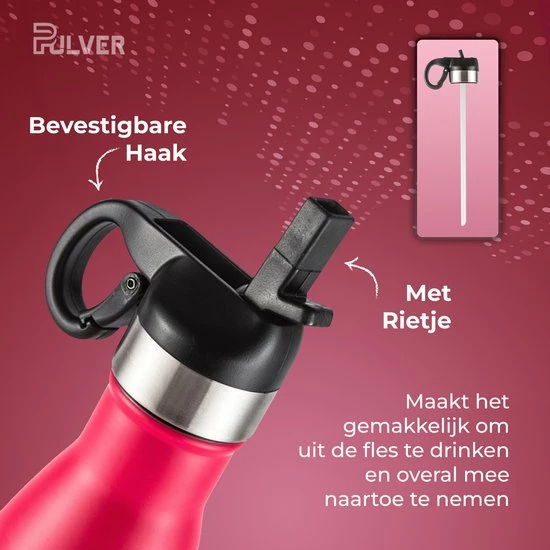 Pulver - Luxe RVS Thermosfles / Drinkfles – BPA Vrij – 500 Ml - Waterfles Met Rietje – Drinkfles – Dubbele Isolatie - Roze 8 Pulver - Luxe RVS Thermosfles / Drinkfles – BPA Vrij – 500 Ml - Waterfles Met Rietje – Drinkfles – Dubbele Isolatie - Roze - Afbeelding 6