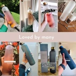 Aquachic - 1L Waterfles Met 2 Doppen En Tijdsmarkeringen - Lekvrij & Licht - Duurzaam - Nederlands Merk - Drink Fles / Bidon- Zwart 1 Liter -Flamecan winkel 550x550 187