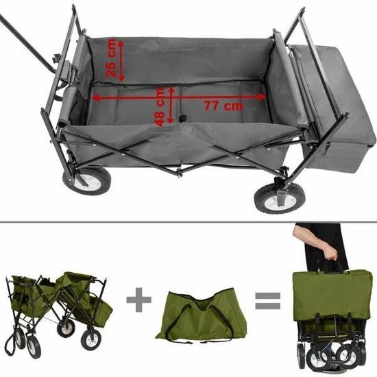 TecTake - Bolderkar Transportkar Bolderwagen Groen + Draagtas - 402317 7 TecTake - Bolderkar Transportkar Bolderwagen Groen + Draagtas - 402317 - Afbeelding 5