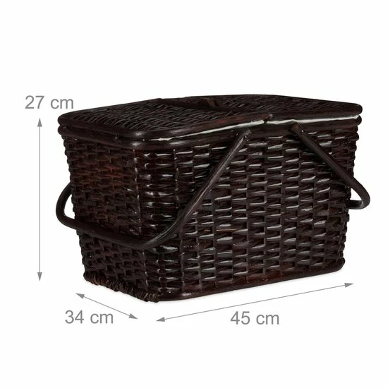 Relaxdays Picknickmand Met Deksel - Rotan Mand - Boodschappenmand - Grote Opbergmand - Chocoladebruin 7 Relaxdays Picknickmand Met Deksel - Rotan Mand - Boodschappenmand - Grote Opbergmand - Chocoladebruin - Afbeelding 5