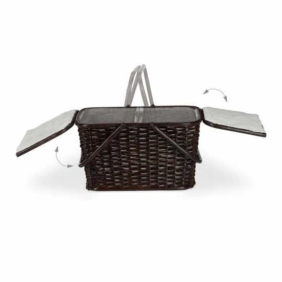 Relaxdays Picknickmand Met Deksel - Rotan Mand - Boodschappenmand - Grote Opbergmand - Chocoladebruin 8 Relaxdays Picknickmand Met Deksel - Rotan Mand - Boodschappenmand - Grote Opbergmand - Chocoladebruin - Afbeelding 6