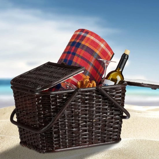 Relaxdays Picknickmand Met Deksel - Rotan Mand - Boodschappenmand - Grote Opbergmand - Chocoladebruin 10 Relaxdays Picknickmand Met Deksel - Rotan Mand - Boodschappenmand - Grote Opbergmand - Chocoladebruin - Afbeelding 8