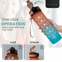 WaterBuddy Waterfles - Waterfles Met Tijdmarkering - Motivatie Waterfles - Liter Drinkfles - Luxe Drinkfles Met Rietje -Flamecan winkel 550x550 414