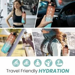 WaterBuddy Waterfles - Waterfles Met Tijdmarkering - Motivatie Waterfles - Liter Drinkfles - Luxe Drinkfles Met Rietje -Flamecan winkel 550x550 415