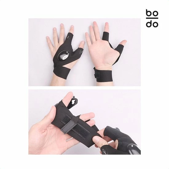 Bodo Vingerloze Led Handschoenen - Zaklamp - Per Paar - LED - Sporthandschoen - Vishandschoen - Werkhandschoen - Camperen - Sporten - Links & Rechts 5 Bodo Vingerloze Led Handschoenen - Zaklamp - Per Paar - LED - Sporthandschoen - Vishandschoen - Werkhandschoen - Camperen - Sporten - Links & Rechts - Afbeelding 3