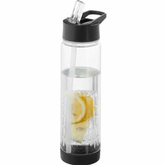 Merkloos 2x Transparante Drinkflessen/waterflessen Met Zwart Fruit Infuser 740 Ml - Sportfles - BPA-vrij 4 Merkloos 2x Transparante Drinkflessen/waterflessen Met Zwart Fruit Infuser 740 Ml - Sportfles - BPA-vrij - Afbeelding 2