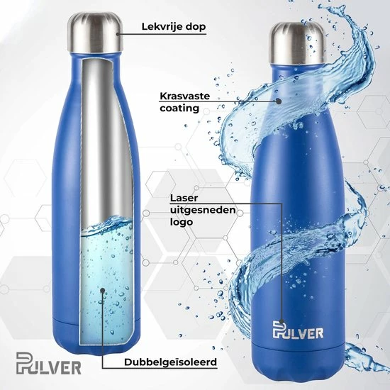 Pulver - Luxe RVS Thermosfles / Drinkfles – BPA Vrij – 500 Ml - Waterfles Met Rietje – Drinkfles – Dubbele Isolatie - Blauw 5 Pulver - Luxe RVS Thermosfles / Drinkfles – BPA Vrij – 500 Ml - Waterfles Met Rietje – Drinkfles – Dubbele Isolatie - Blauw - Afbeelding 3