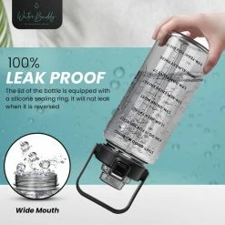 WaterBuddy Waterfles 2 Liter - Waterfles Met Rietje - Grote Waterfles - Sportbidon - Twee Liter Waterfles - Sportfles - Sportfles Fitness - Bottle 2 Liter- Drinkfles - Schenkfles - Roze Transparant - Waterflessen- Waterfles 2 Liter Met Tijdmarkering -Flamecan winkel 550x550 636