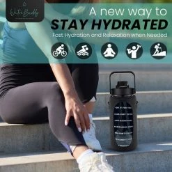 WaterBuddy Waterfles 2 Liter - Waterfles Met Rietje - Grote Waterfles - Sportbidon - Twee Liter Waterfles - Sportfles - Sportfles Fitness - Bottle 2 Liter- Drinkfles - Schenkfles - Roze Transparant - Waterflessen- Waterfles 2 Liter Met Tijdmarkering -Flamecan winkel 550x550 637