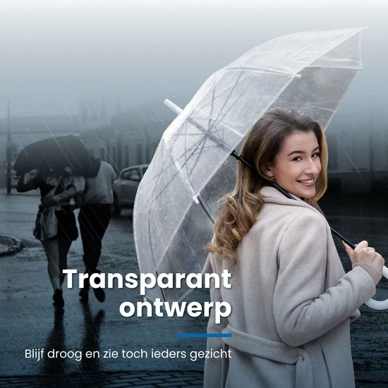 Arsa 2X Transparant Doorzichtige Plastic Stormparaplu 92 Cm - Paraplu – Opvouwbaar - Windproof - Fashionable -Bruiloft – Trouwen – Incl. Beschermhoesje 4 Arsa 2X Transparant Doorzichtige Plastic Stormparaplu 92 Cm - Paraplu – Opvouwbaar - Windproof - Fashionable -Bruiloft – Trouwen – Incl. Beschermhoesje - Afbeelding 2