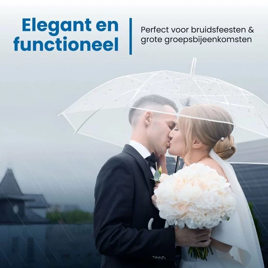 Arsa 2X Transparant Doorzichtige Plastic Stormparaplu 92 Cm - Paraplu – Opvouwbaar - Windproof - Fashionable -Bruiloft – Trouwen – Incl. Beschermhoesje 7 Arsa 2X Transparant Doorzichtige Plastic Stormparaplu 92 Cm - Paraplu – Opvouwbaar - Windproof - Fashionable -Bruiloft – Trouwen – Incl. Beschermhoesje - Afbeelding 5