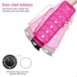 Mountain Lake™ Motivatie Waterfles – Motiverende Drinkfles Met Tijdmarkering – Drinkbeker Met Rietje - Bidon Volwassenen - 1 Liter -Flamecan winkel 550x550 79