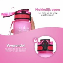 Mountain Lake™ Motivatie Waterfles – Motiverende Drinkfles Met Tijdmarkering – Drinkbeker Met Rietje - Bidon Volwassenen - 1 Liter -Flamecan winkel 550x550 82